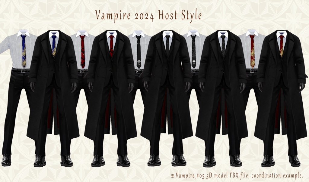 【FBX/XWear/VRoid】ビジネススーツセット Vroidテクスチャ他