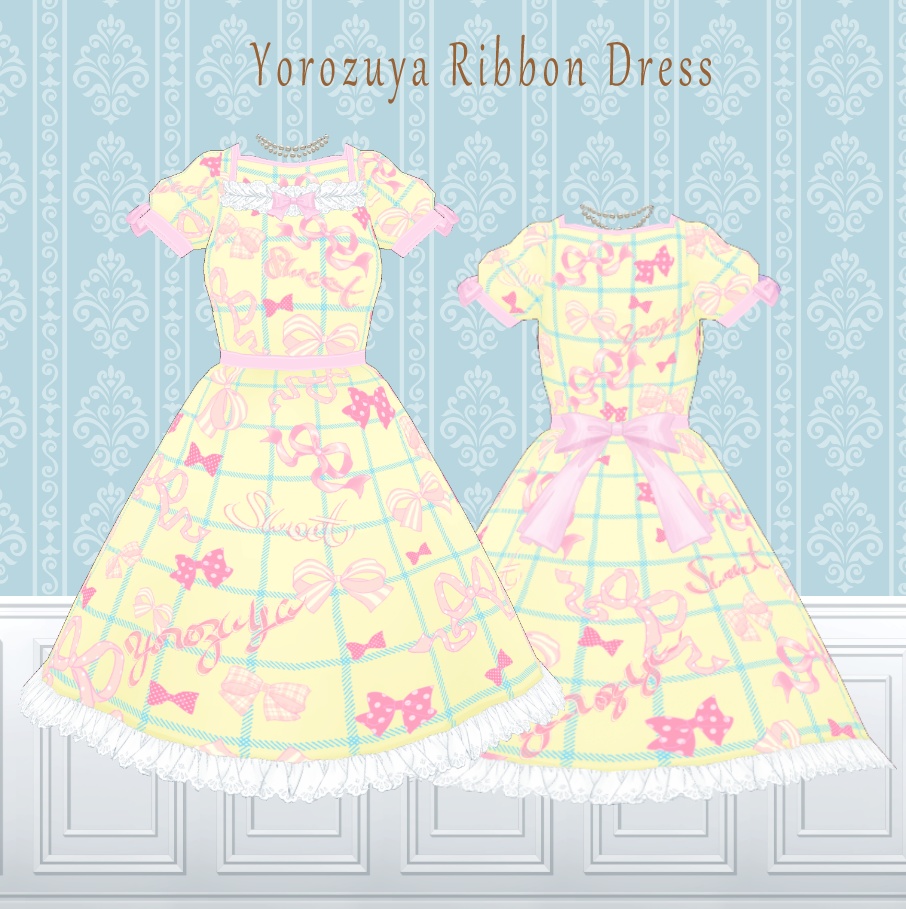 【VRoid用テクスチャ】黄色いワンピース yellow_one_piece レッグウェア+靴他