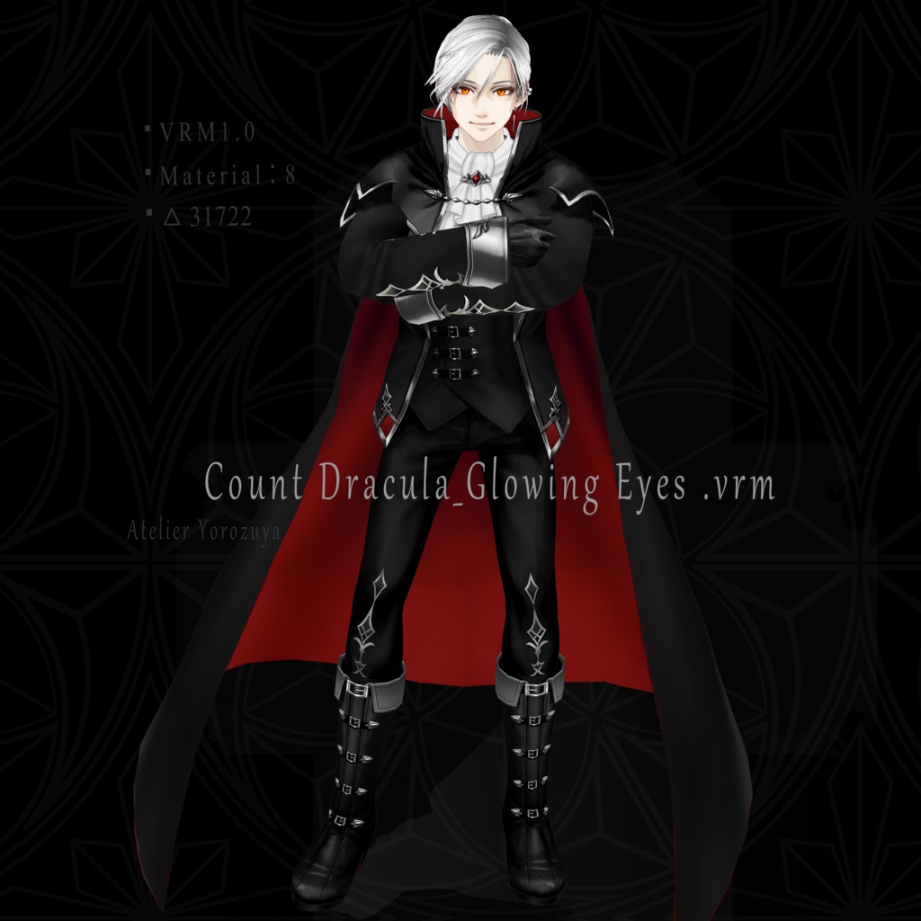 【VRoid/FBX/XWear】ドラキュラ伯爵 なりきり衣装セット/ VRoidヘアープリセット