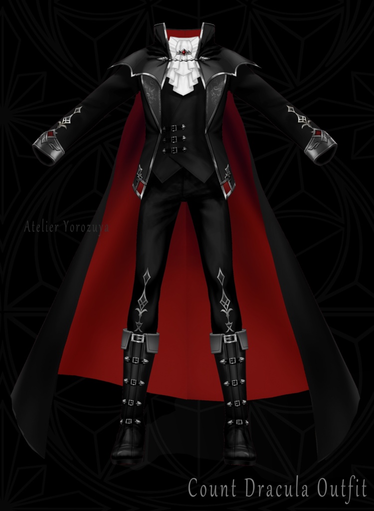 【VRoid/FBX/XWear】ドラキュラ伯爵 なりきり衣装セット/ VRoidヘアープリセット