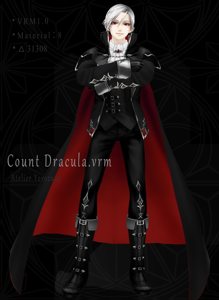 【VRoid/FBX/XWear】ドラキュラ伯爵 なりきり衣装セット/ VRoidヘアープリセット