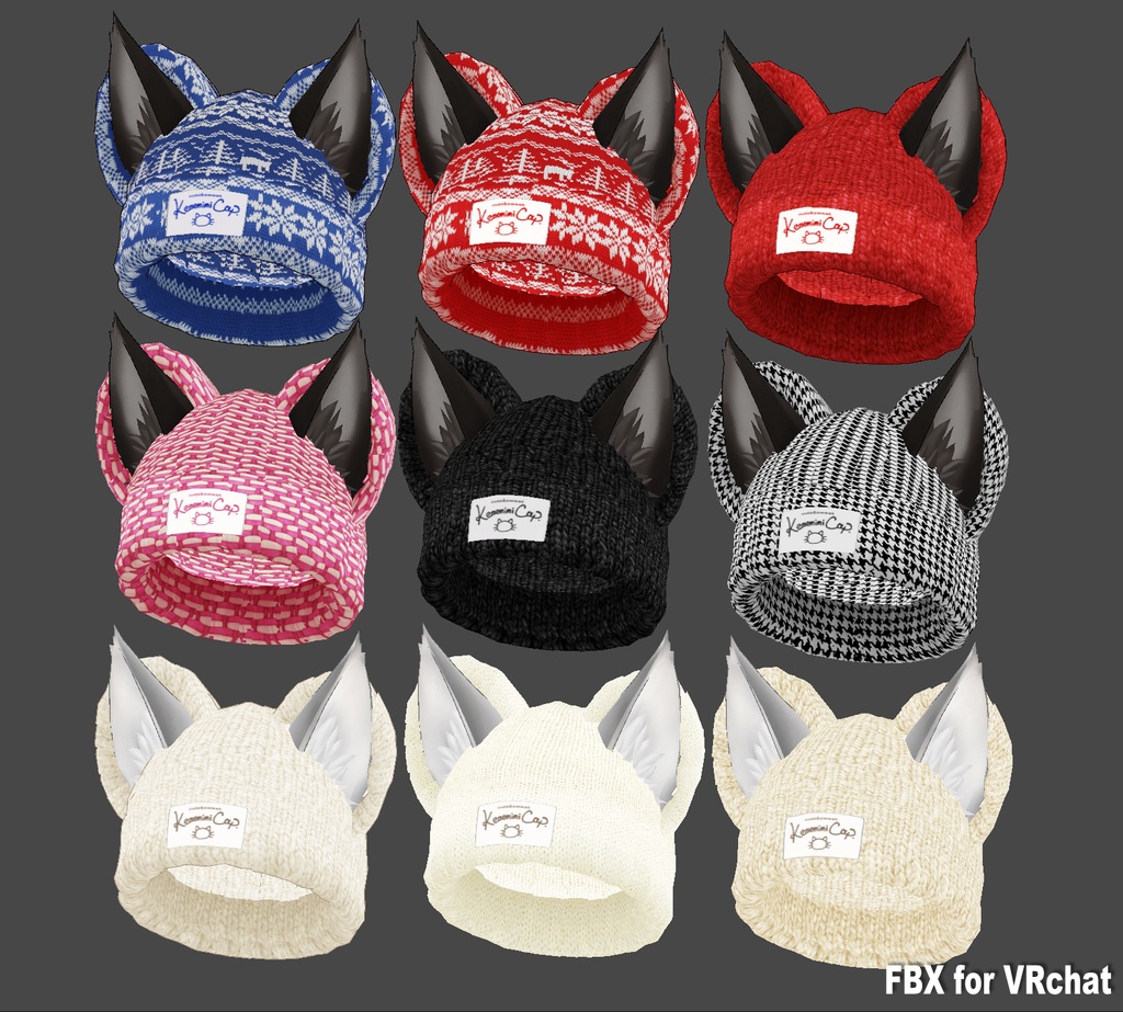 【XWear/VRoid/FBX】Kemomimi Knit cap メンズ用ケモミミニットキャップ Vroidカスタムヘアーアイテム