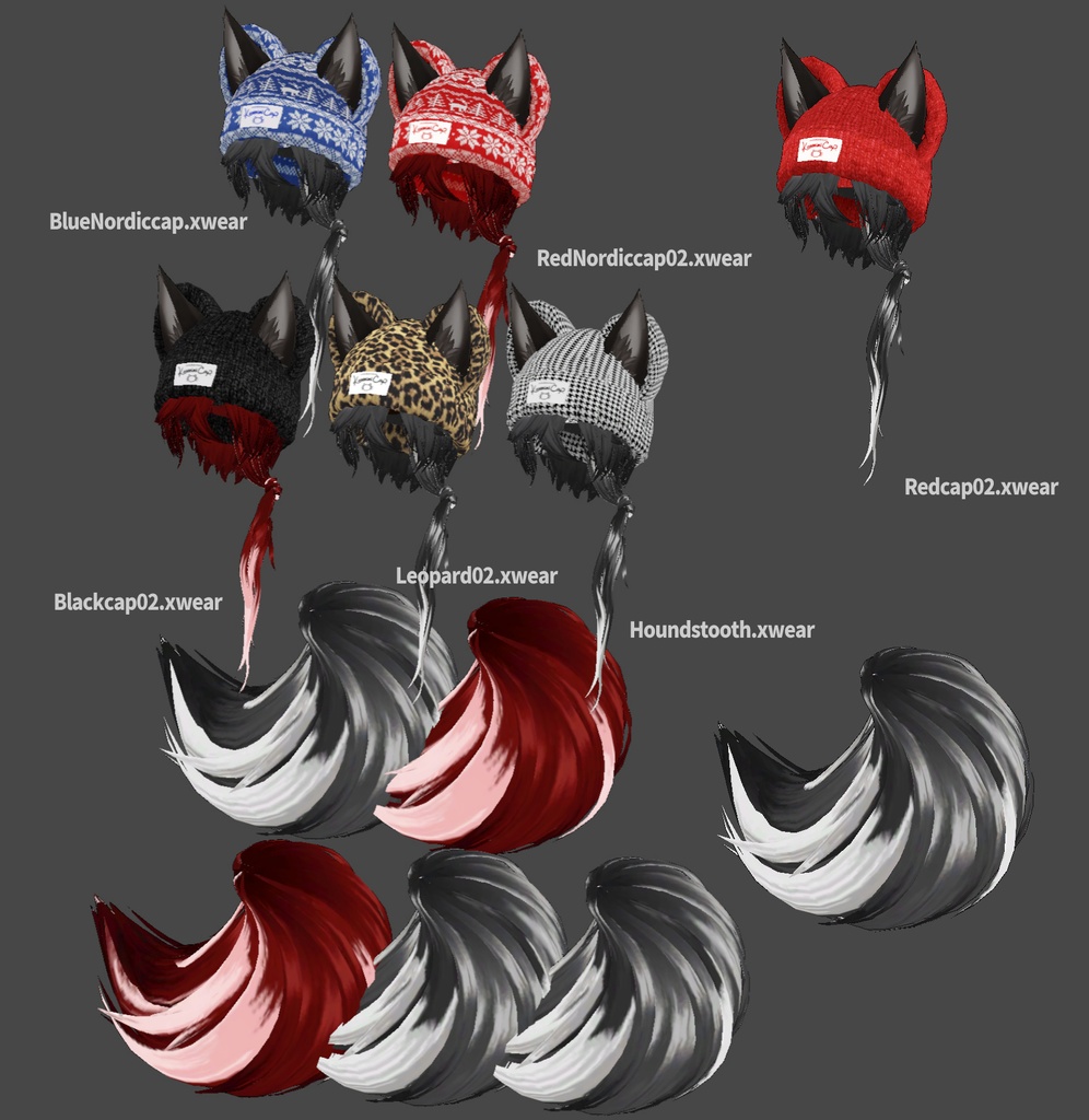 【XWear/VRoid/FBX】Kemomimi Knit cap メンズ用ケモミミニットキャップ Vroidカスタムヘアーアイテム