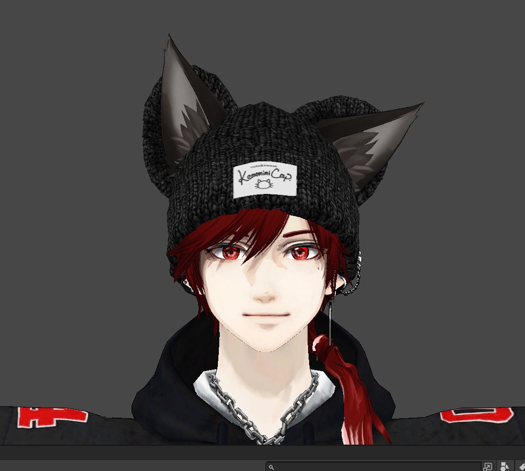 【XWear/VRoid/FBX】Kemomimi Knit cap メンズ用ケモミミニットキャップ Vroidカスタムヘアーアイテム