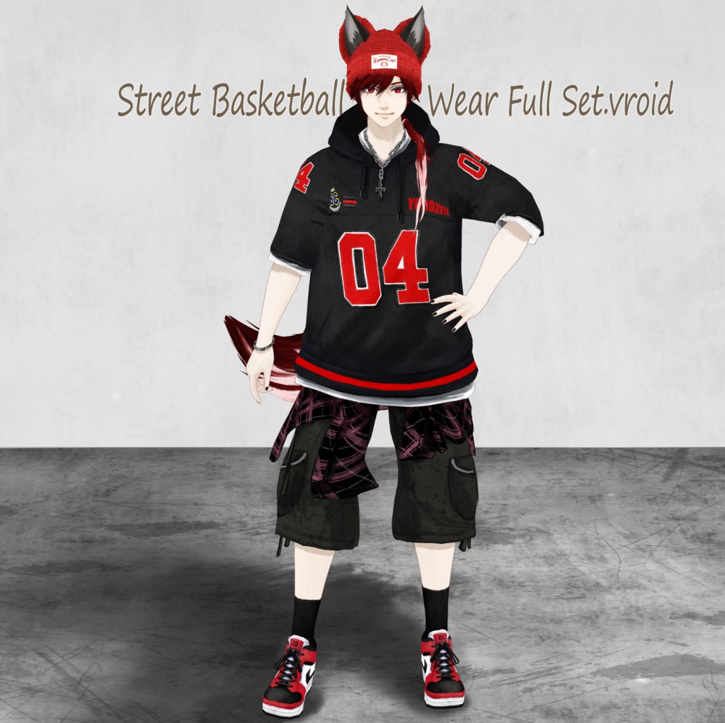 【Vroid/FBX/XWear】ストリートバスケウエアセット、Street Basketball Wear Set