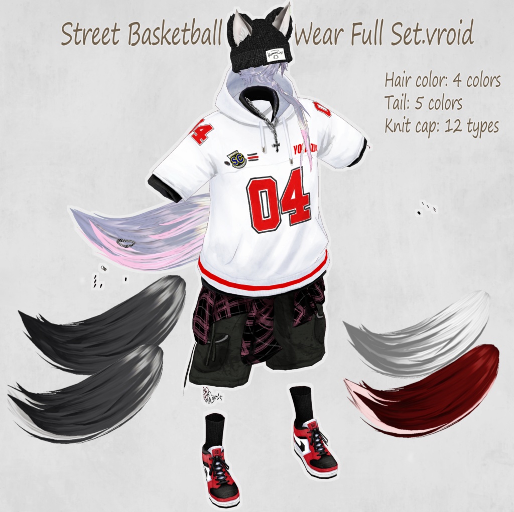【Vroid/FBX/XWear】ストリートバスケウエアセット、Street Basketball Wear Set