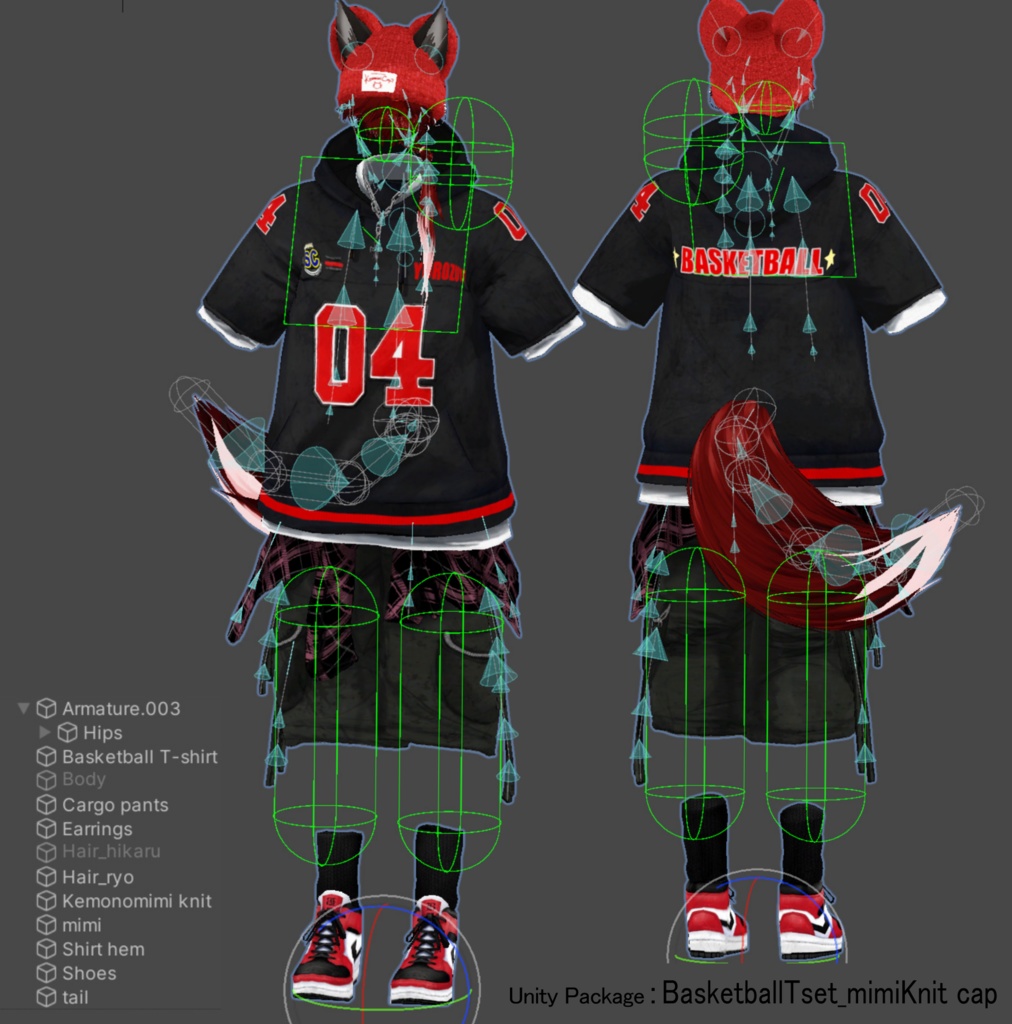 【Vroid/FBX/XWear】ストリートバスケウエアセット、Street Basketball Wear Set