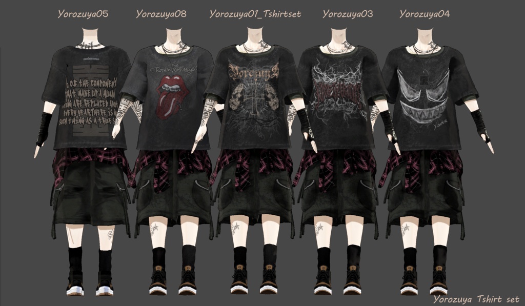 【Vroid/XWear / FBX】ロックンロールTシャツセットRock and Roll T_Set