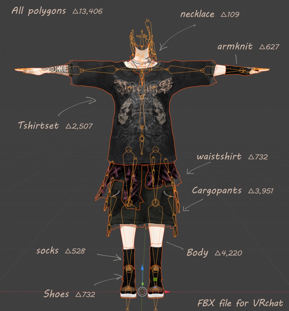 【Vroid/XWear / FBX】ロックンロールTシャツセットRock and Roll T_Set