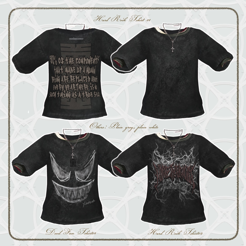 【Vroid/XWear / FBX】ロックンロールTシャツセットRock and Roll T_Set