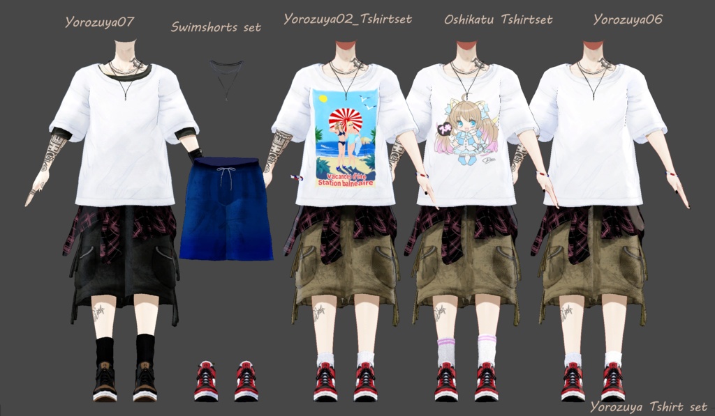 【Vroid/XWear / FBX】ロックンロールTシャツセットRock and Roll T_Set