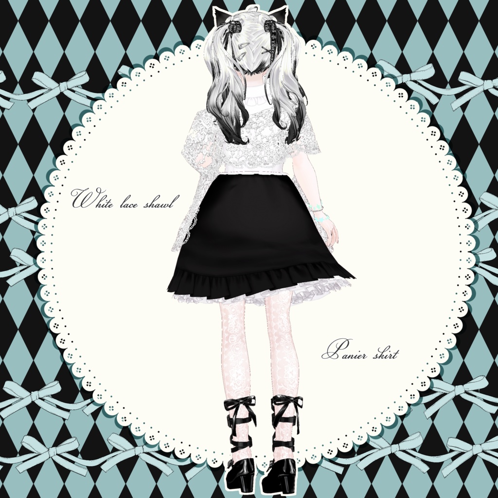 たまちゃん フリルブラウス、フリルスカートセット【VRoidテクスチャ】