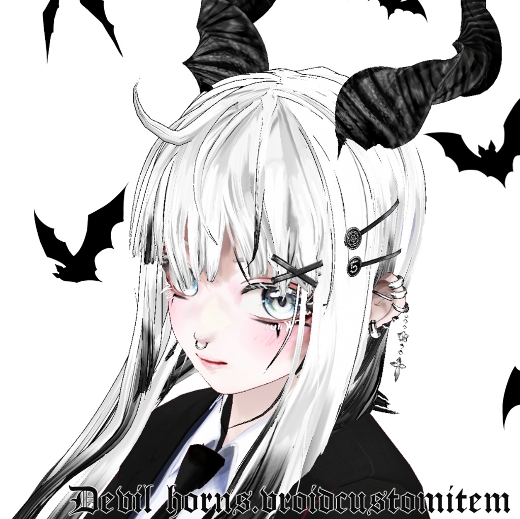 【VRoid用】女子用ケモミミニットキャップセット/デビルつのセット Kemomimi Knit cap/Devil_horns