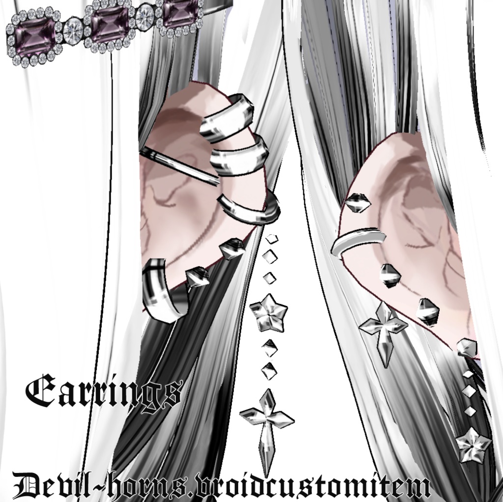 【VRoid用】女子用ケモミミニットキャップセット/デビルつのセット Kemomimi Knit cap/Devil_horns