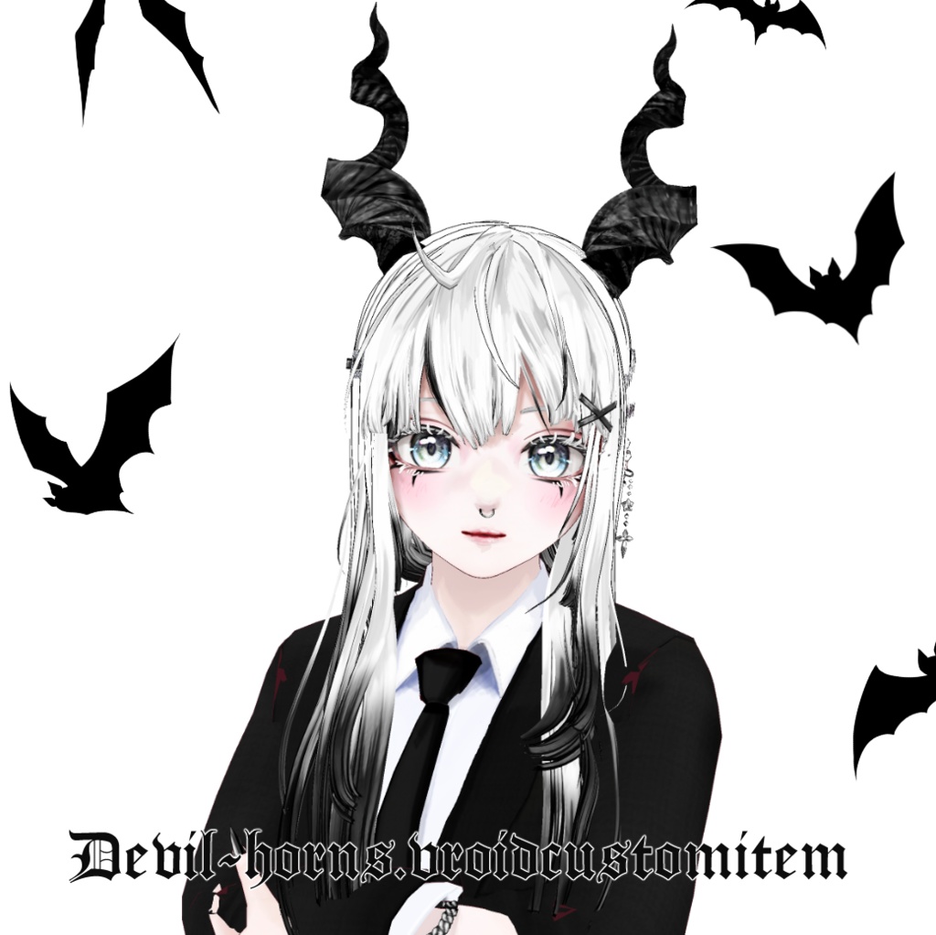 【VRoid用】女子用ケモミミニットキャップセット/デビルつのセット Kemomimi Knit cap/Devil_horns