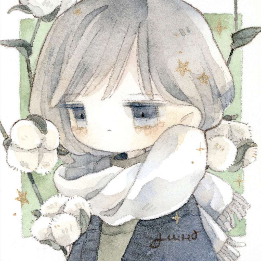 【原画】豆色紙マフラーコットン３