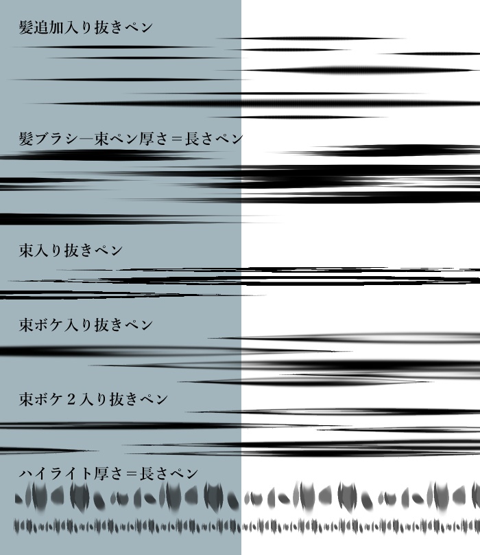 【クリスタ】HJ髪塗りブラシ6種セット【素材】