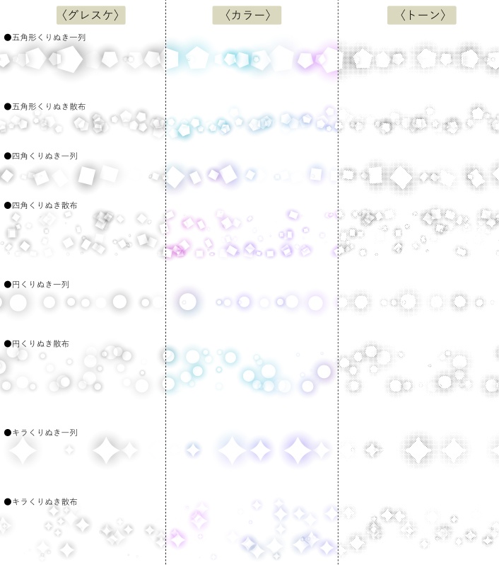 【クリスタ】8種セット定番くりぬきブラシ【素材】