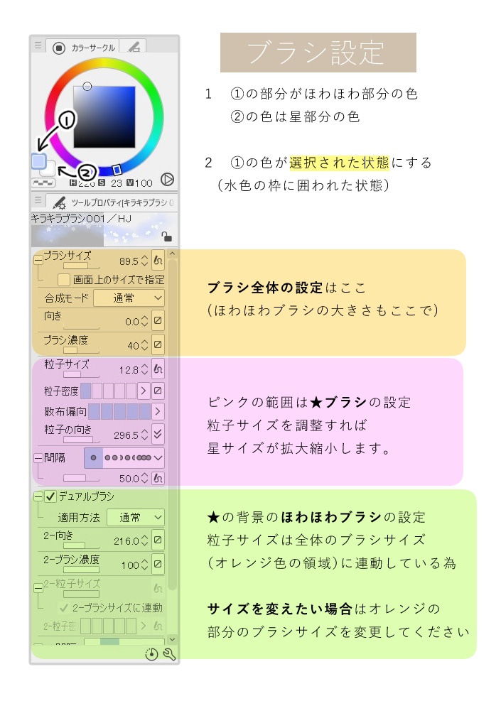 【クリスタ】水彩スターブラシ・1種入【素材】