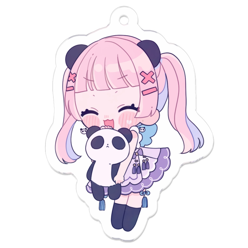 パンダ抱えにっこり豆姫アクキー