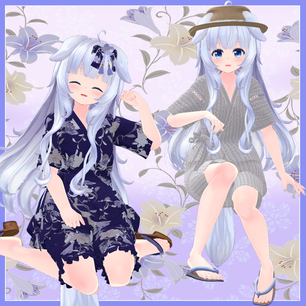 ミル・リル・ティナ対応 男女兼用甚平セット Unisex jinbei set for Miru, Riru, and Tina