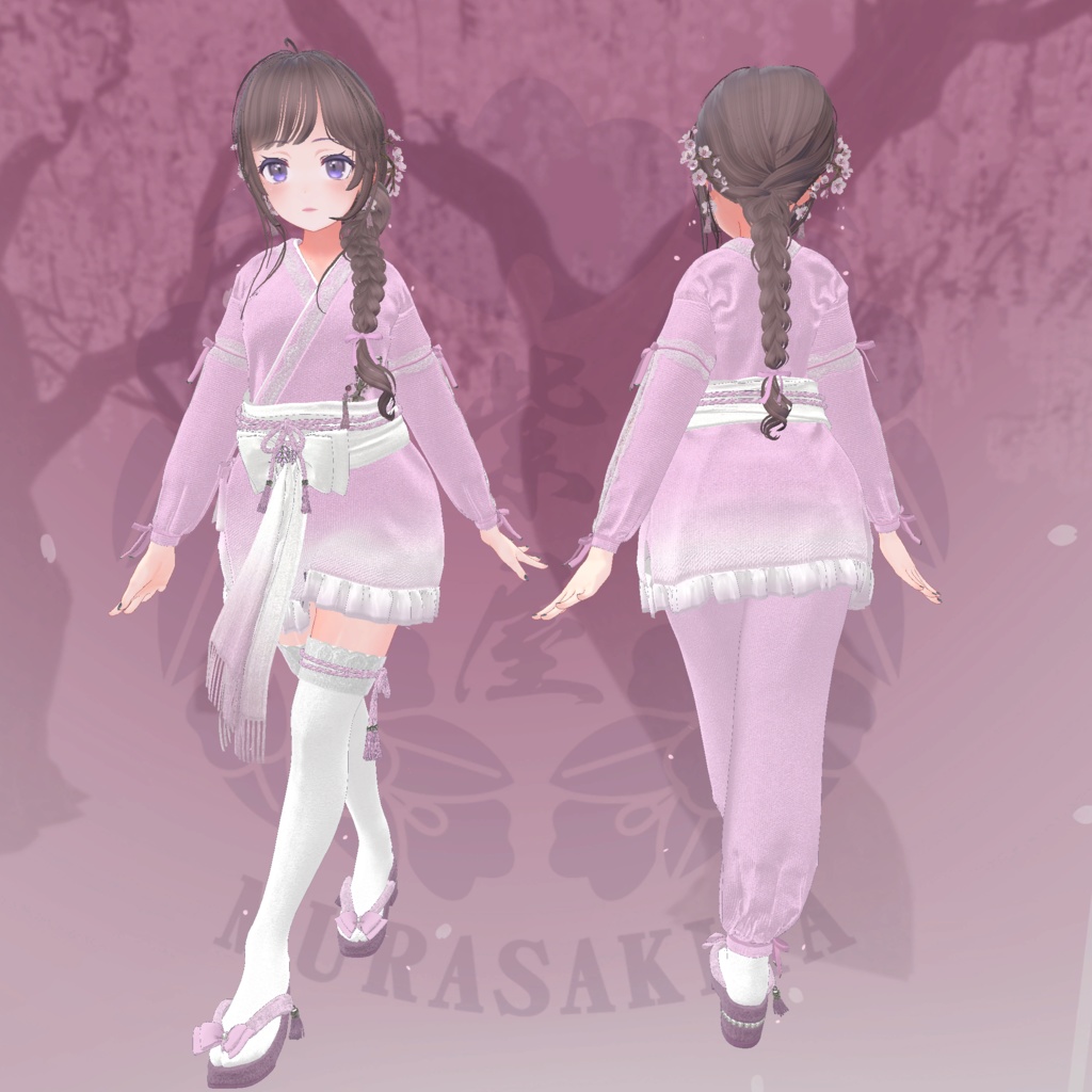 桜香る三つ編みヘア 複数アバター対応 Sakura braided hair