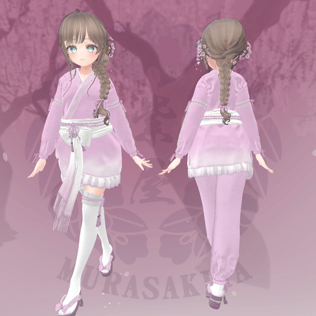 桜香る三つ編みヘア 複数アバター対応 Sakura braided hair