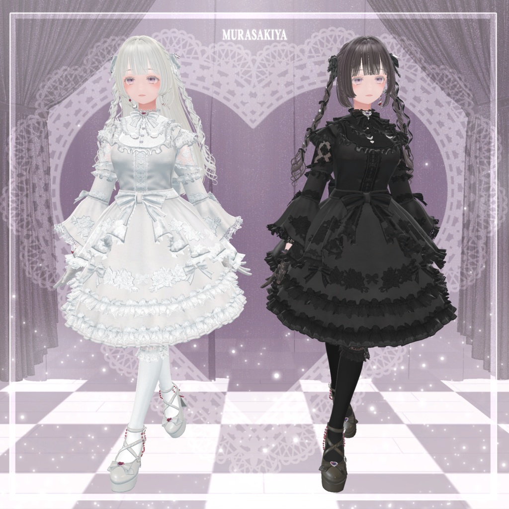 33アバター対応 SUGAR PRINCESS HAIR 二段姫カット ヘアメ(エクステ)セット、リボンセット付き #MURASAKIYA