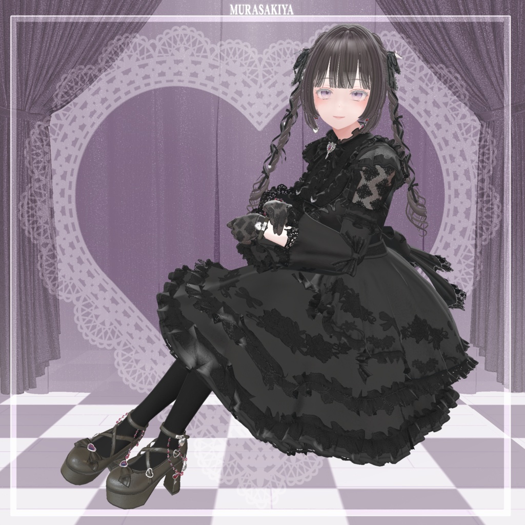 33アバター対応 SUGAR PRINCESS HAIR 二段姫カット ヘアメ(エクステ)セット、リボンセット付き #MURASAKIYA