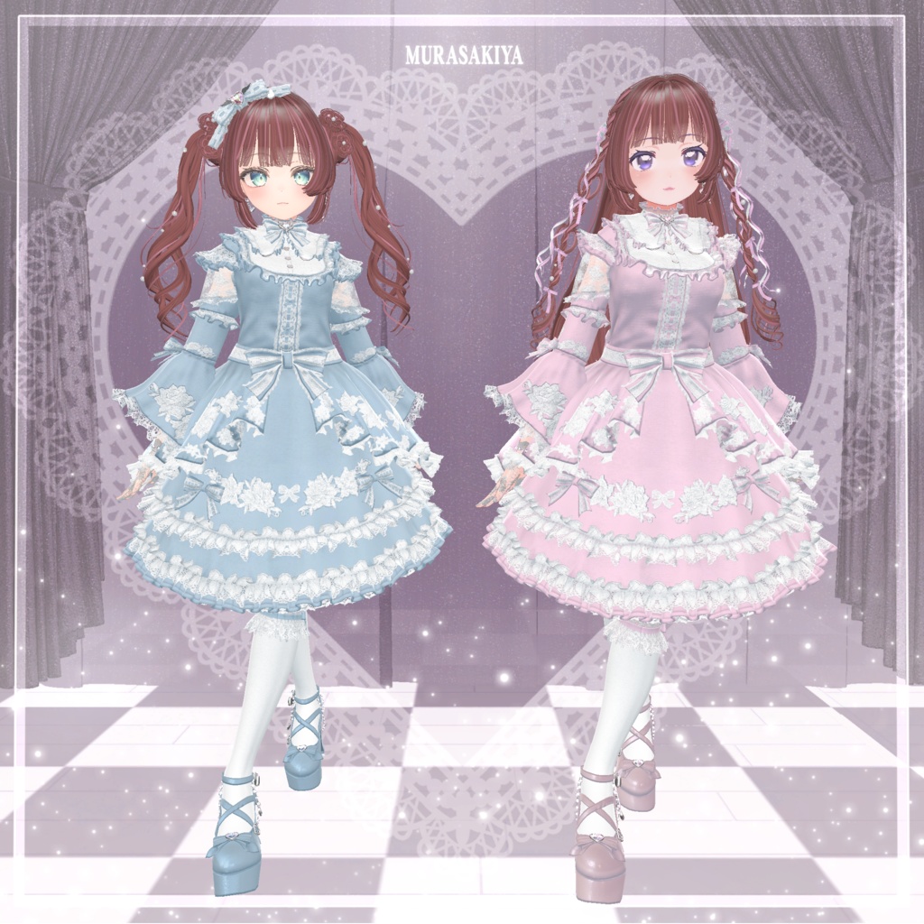 33アバター対応 SUGAR PRINCESS HAIR 二段姫カット ヘアメ(エクステ)セット、リボンセット付き #MURASAKIYA