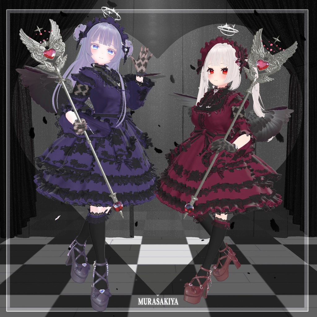 33アバター対応 SUGAR PRINCESS HAIR 二段姫カット ヘアメ(エクステ)セット、リボンセット付き #MURASAKIYA