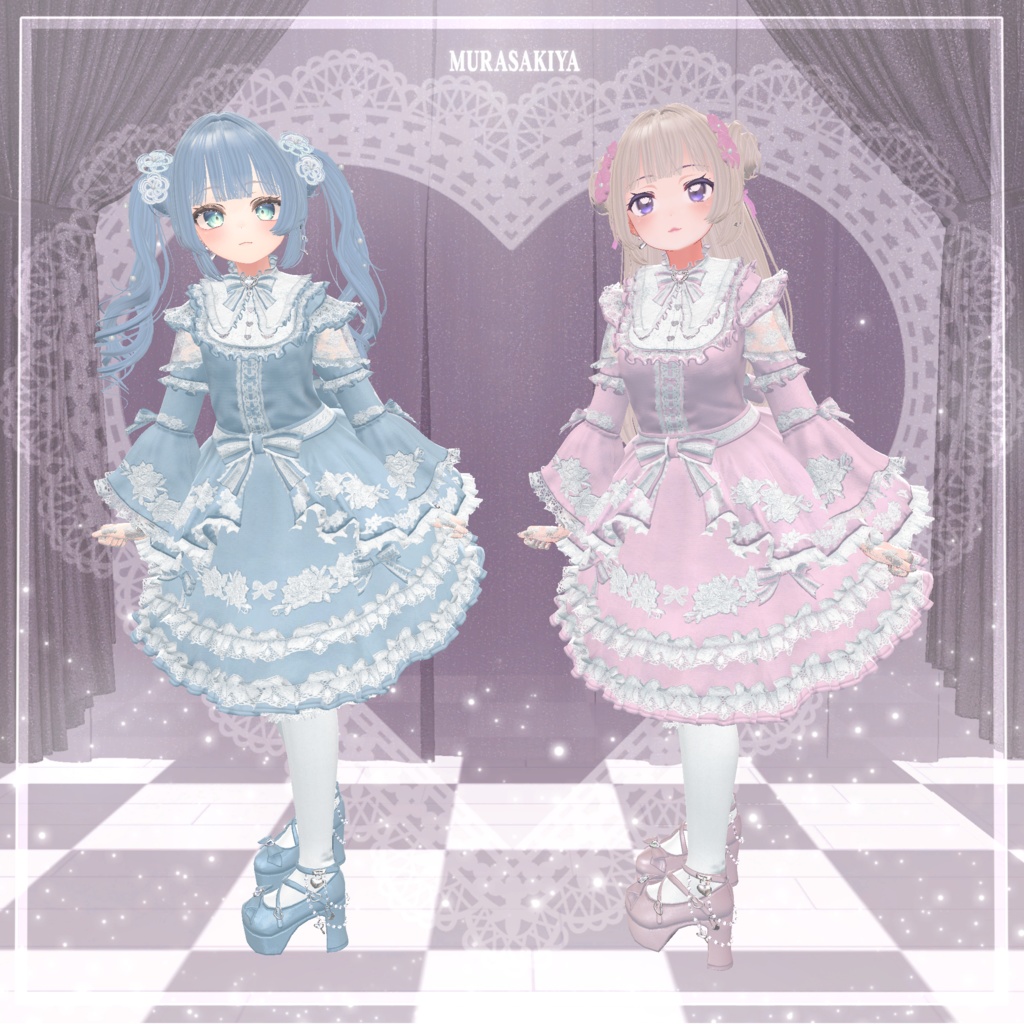 33アバター対応 SUGAR PRINCESS HAIR 二段姫カット ヘアメ(エクステ)セット、リボンセット付き #MURASAKIYA