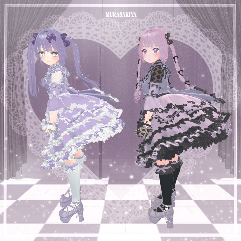 33アバター対応 SUGAR PRINCESS HAIR 二段姫カット ヘアメ(エクステ)セット、リボンセット付き #MURASAKIYA