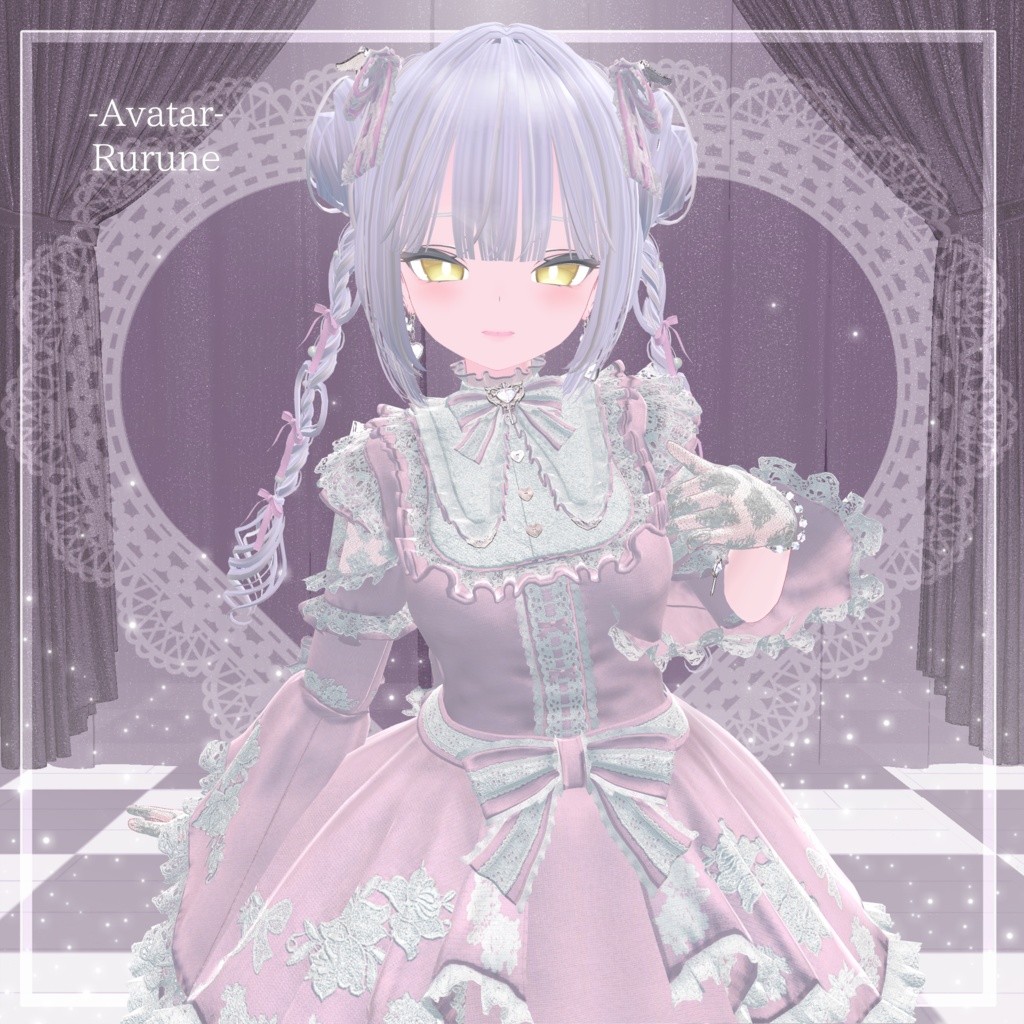 33アバター対応 SUGAR PRINCESS HAIR 二段姫カット ヘアメ(エクステ)セット、リボンセット付き #MURASAKIYA