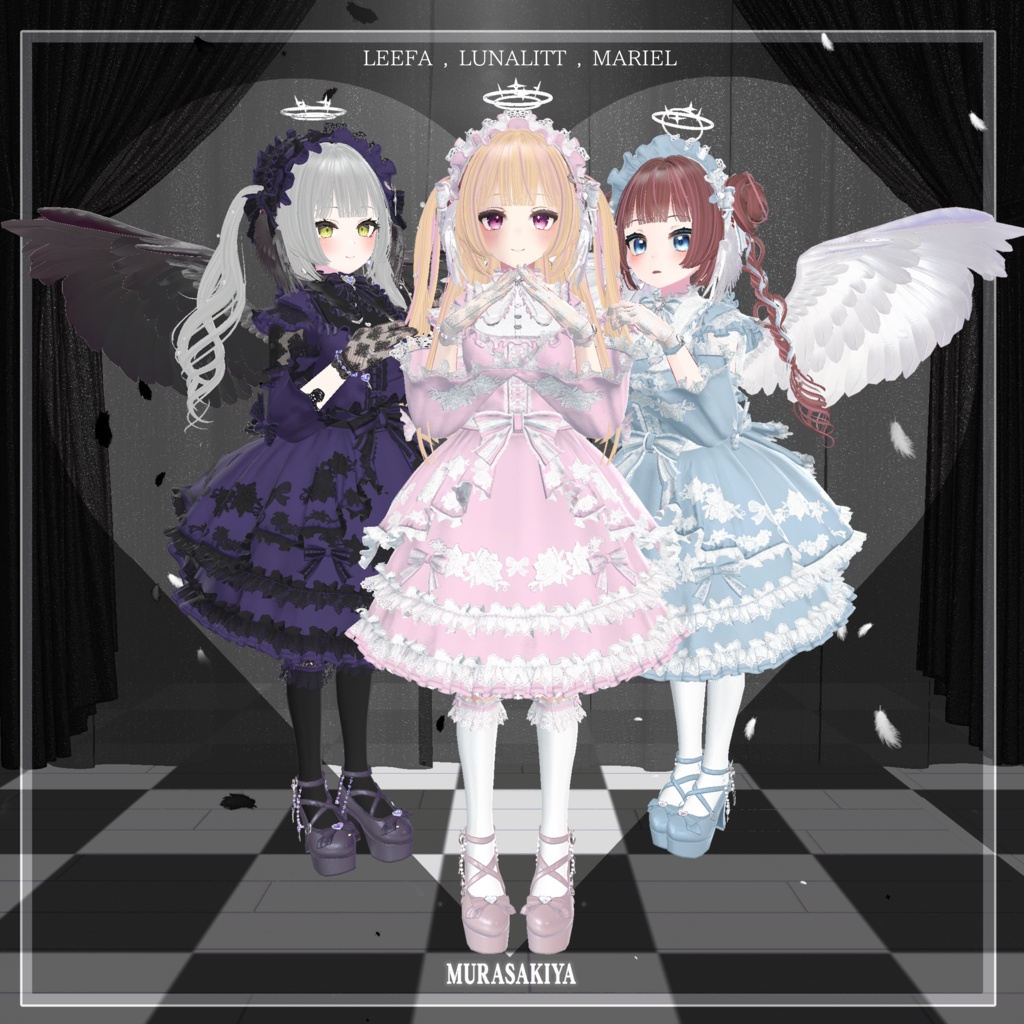 33アバター対応 SUGAR PRINCESS HAIR 二段姫カット ヘアメ(エクステ)セット、リボンセット付き #MURASAKIYA