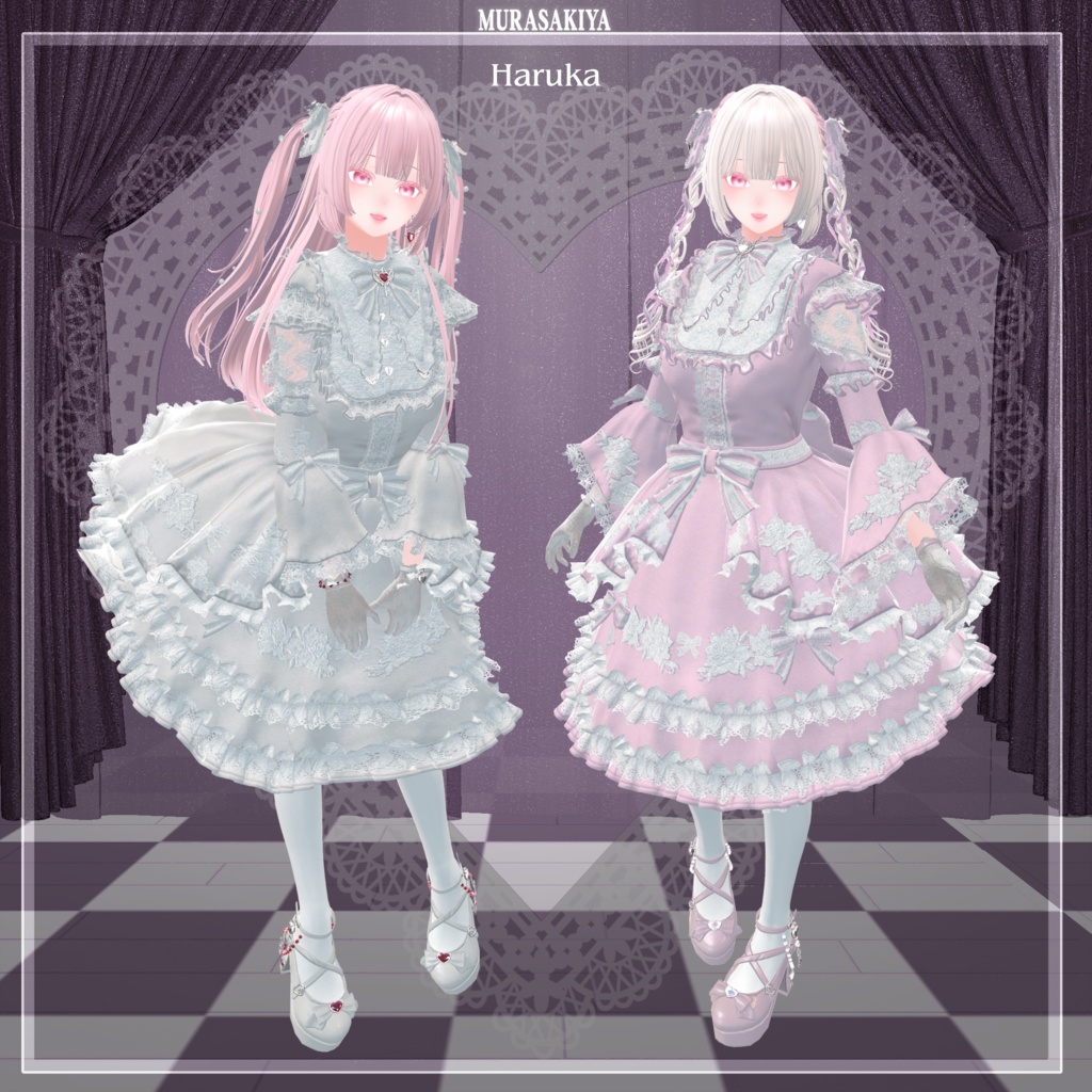 33アバター対応 SUGAR PRINCESS HAIR 二段姫カット ヘアメ(エクステ)セット、リボンセット付き #MURASAKIYA