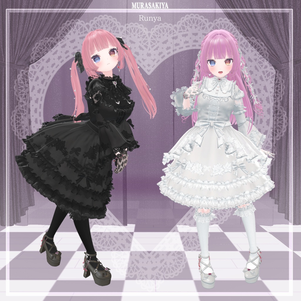 33アバター対応 SUGAR PRINCESS HAIR 二段姫カット ヘアメ(エクステ)セット、リボンセット付き #MURASAKIYA