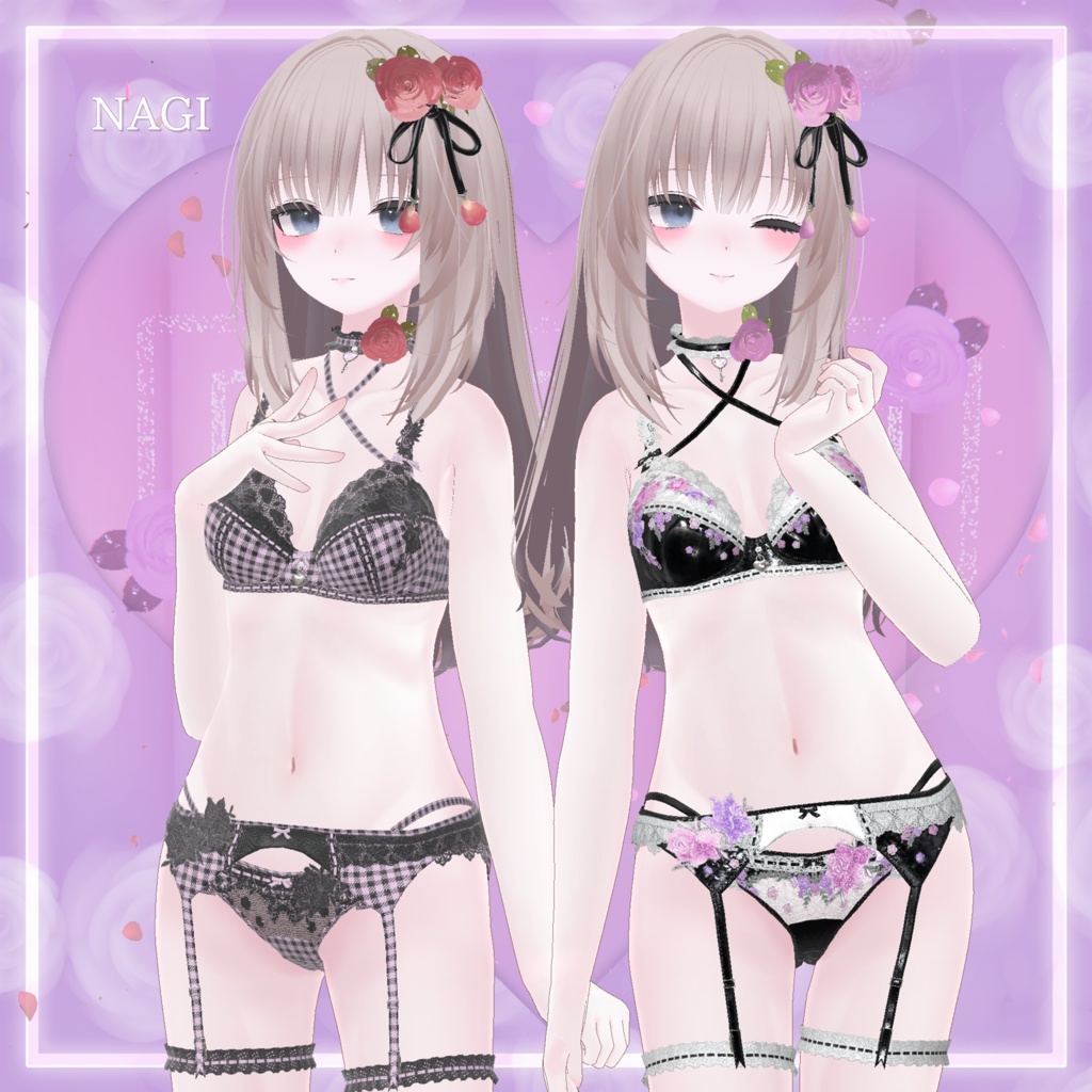 44アバター対応 懐古薔薇 Nostalgic Rose Lingerie (薔薇の開花アニメーション付) #MURASAKIYA