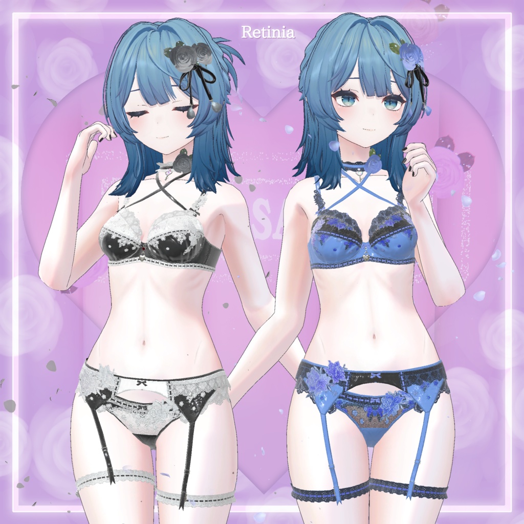 44アバター対応 懐古薔薇 Nostalgic Rose Lingerie (薔薇の開花アニメーション付) #MURASAKIYA