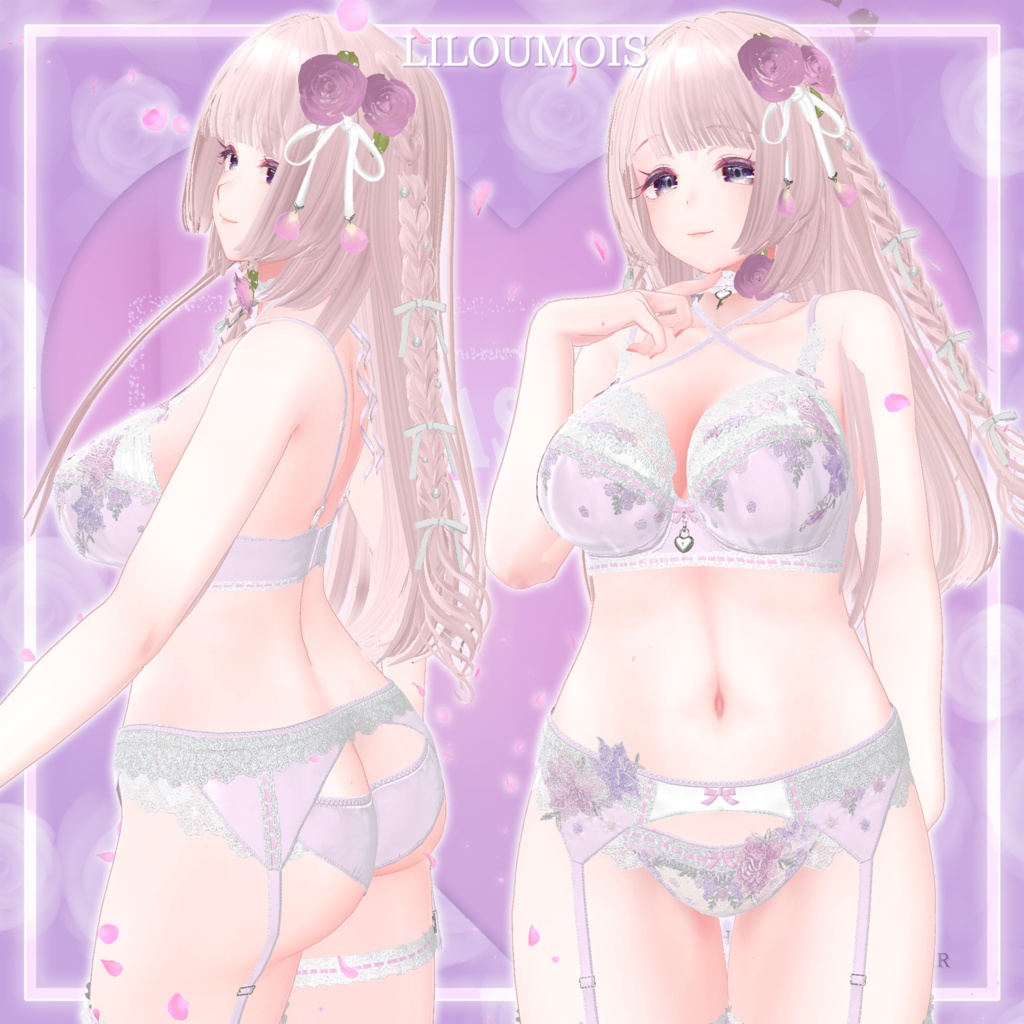 44アバター対応 懐古薔薇 Nostalgic Rose Lingerie (薔薇の開花アニメーション付) #MURASAKIYA