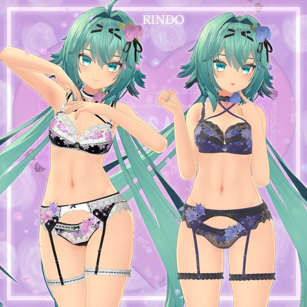 44アバター対応 懐古薔薇 Nostalgic Rose Lingerie (薔薇の開花アニメーション付) #MURASAKIYA