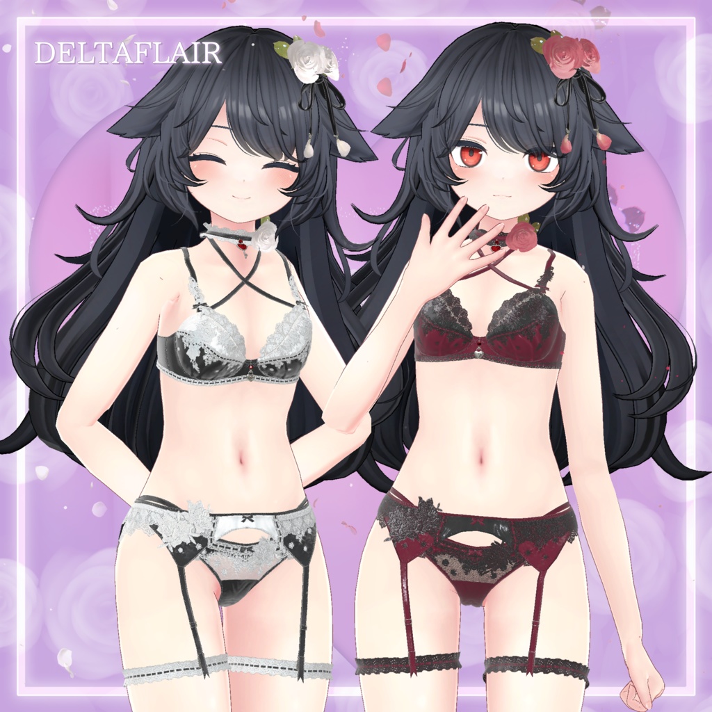 44アバター対応 懐古薔薇 Nostalgic Rose Lingerie (薔薇の開花アニメーション付) #MURASAKIYA