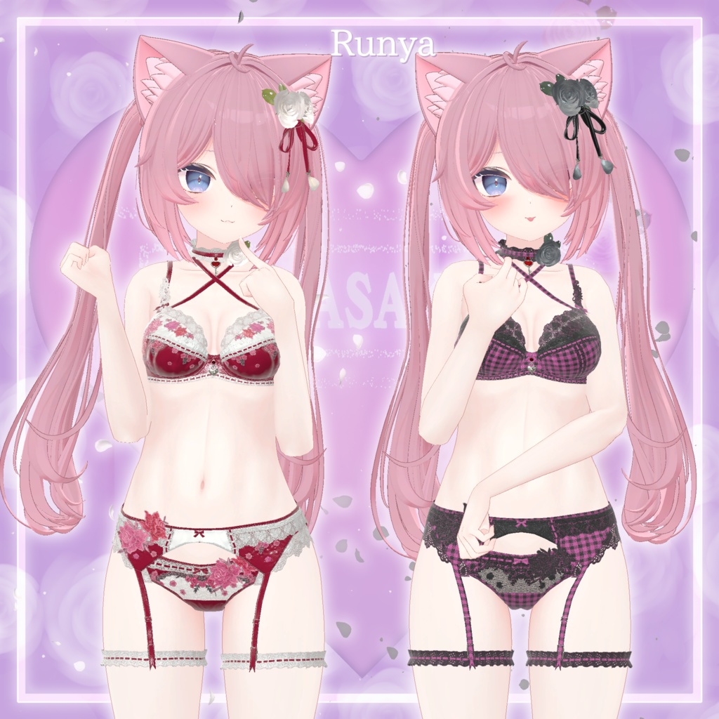 44アバター対応 懐古薔薇 Nostalgic Rose Lingerie (薔薇の開花アニメーション付) #MURASAKIYA