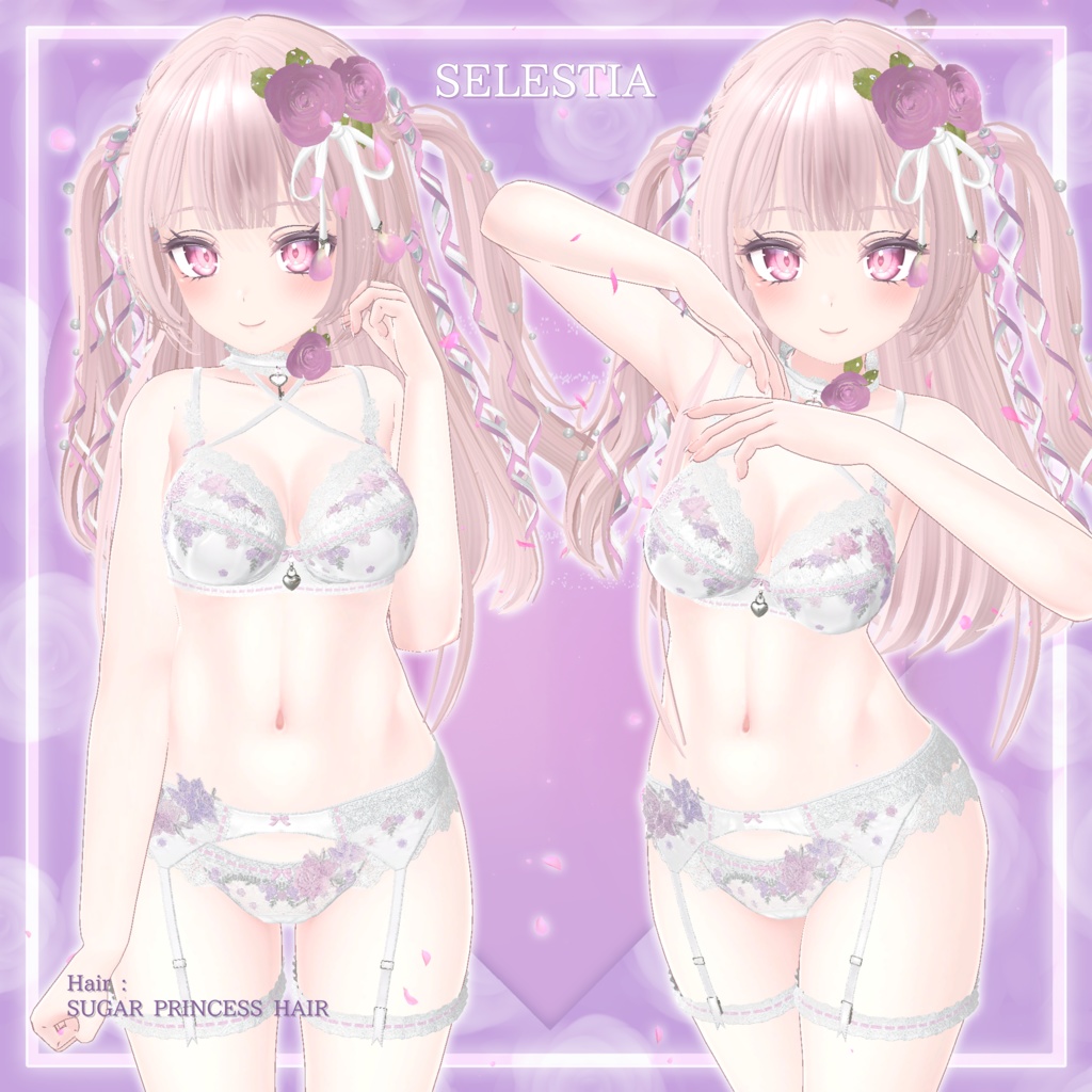 44アバター対応 懐古薔薇 Nostalgic Rose Lingerie (薔薇の開花アニメーション付) #MURASAKIYA