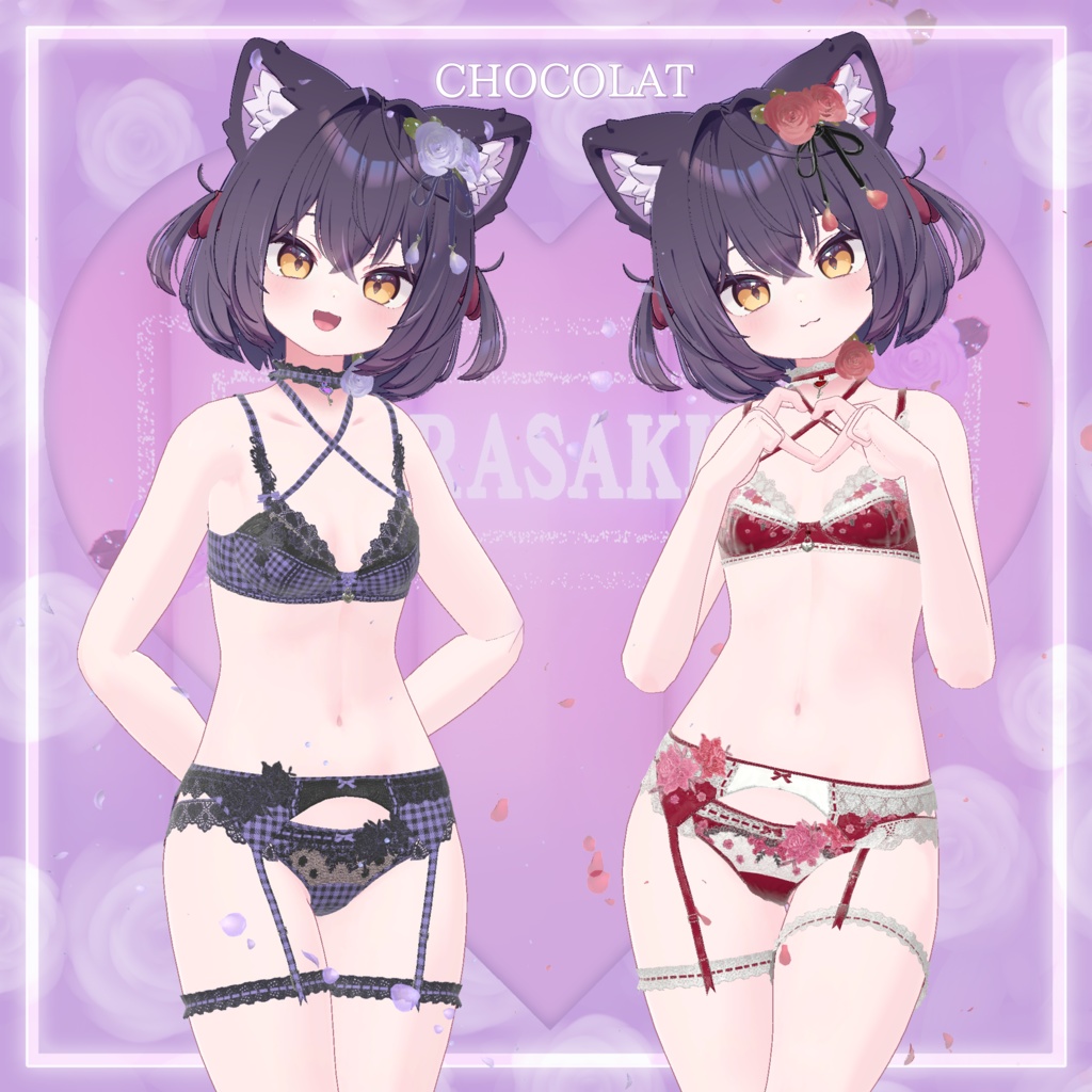 44アバター対応 懐古薔薇 Nostalgic Rose Lingerie (薔薇の開花アニメーション付) #MURASAKIYA