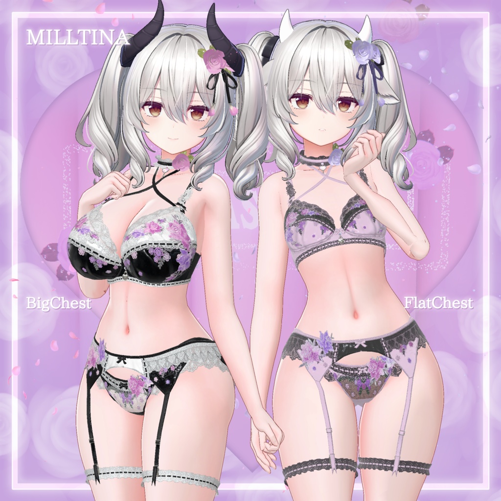 44アバター対応 懐古薔薇 Nostalgic Rose Lingerie (薔薇の開花アニメーション付) #MURASAKIYA