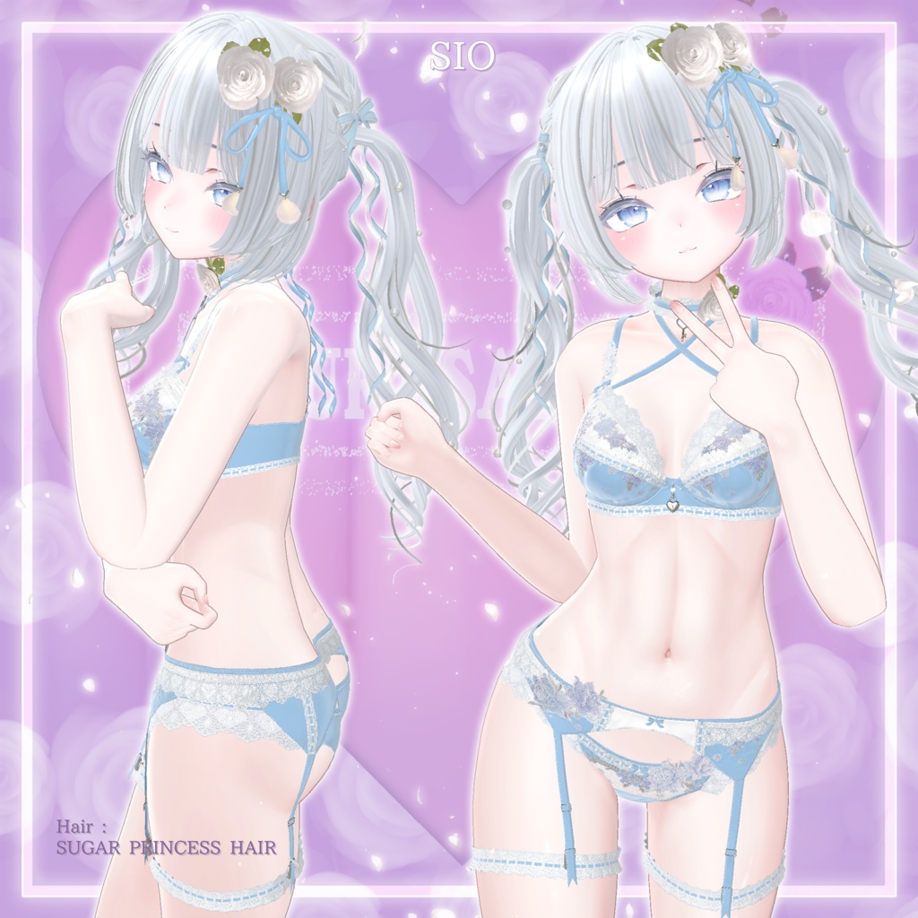 44アバター対応 懐古薔薇 Nostalgic Rose Lingerie (薔薇の開花アニメーション付) #MURASAKIYA