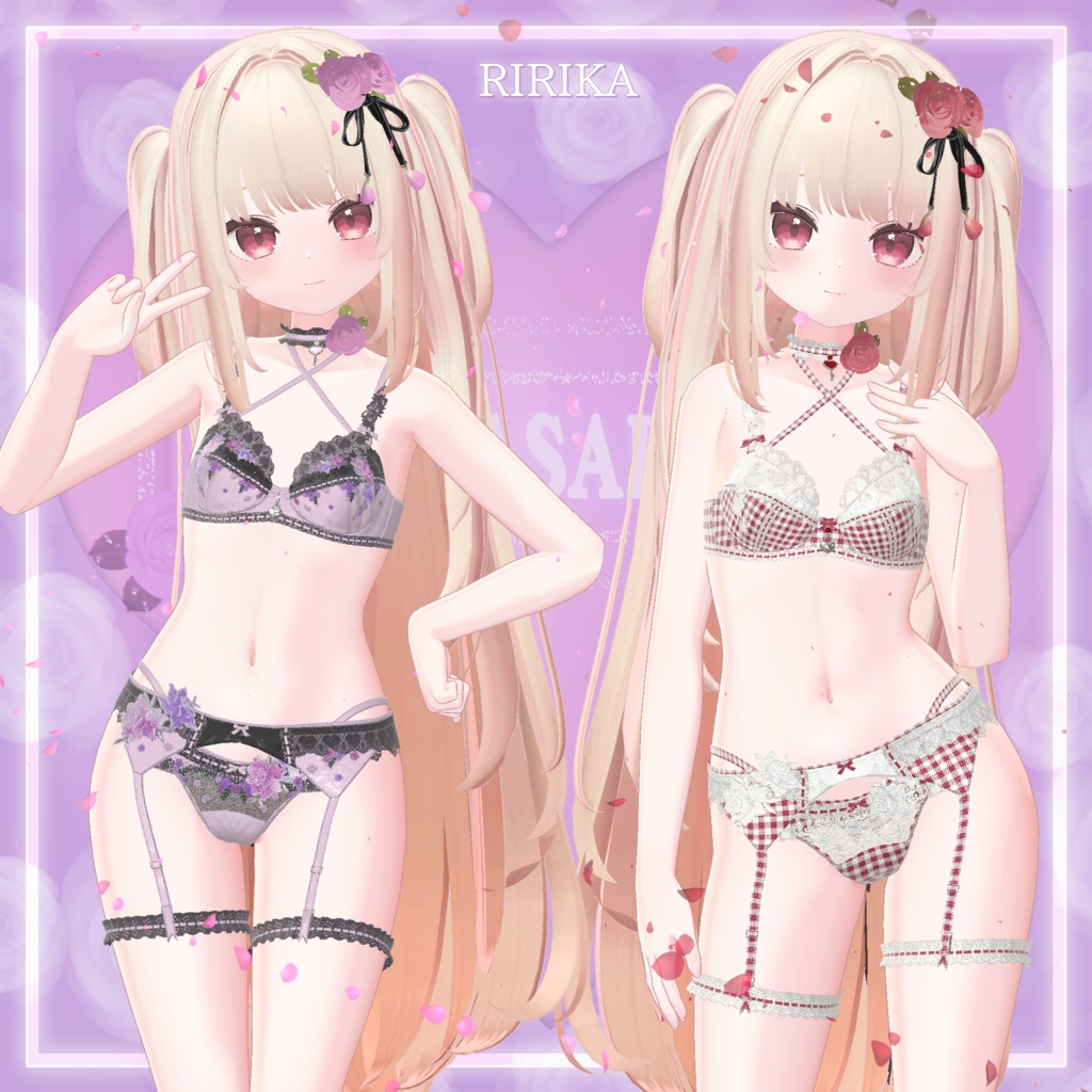44アバター対応 懐古薔薇 Nostalgic Rose Lingerie (薔薇の開花アニメーション付) #MURASAKIYA