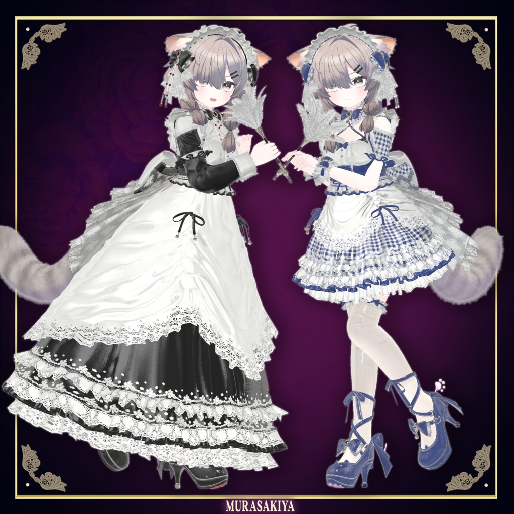 複数アバター対応 麗猫メイド Victorian Whiskers Maid 猫セット付 #MURASAKIYA