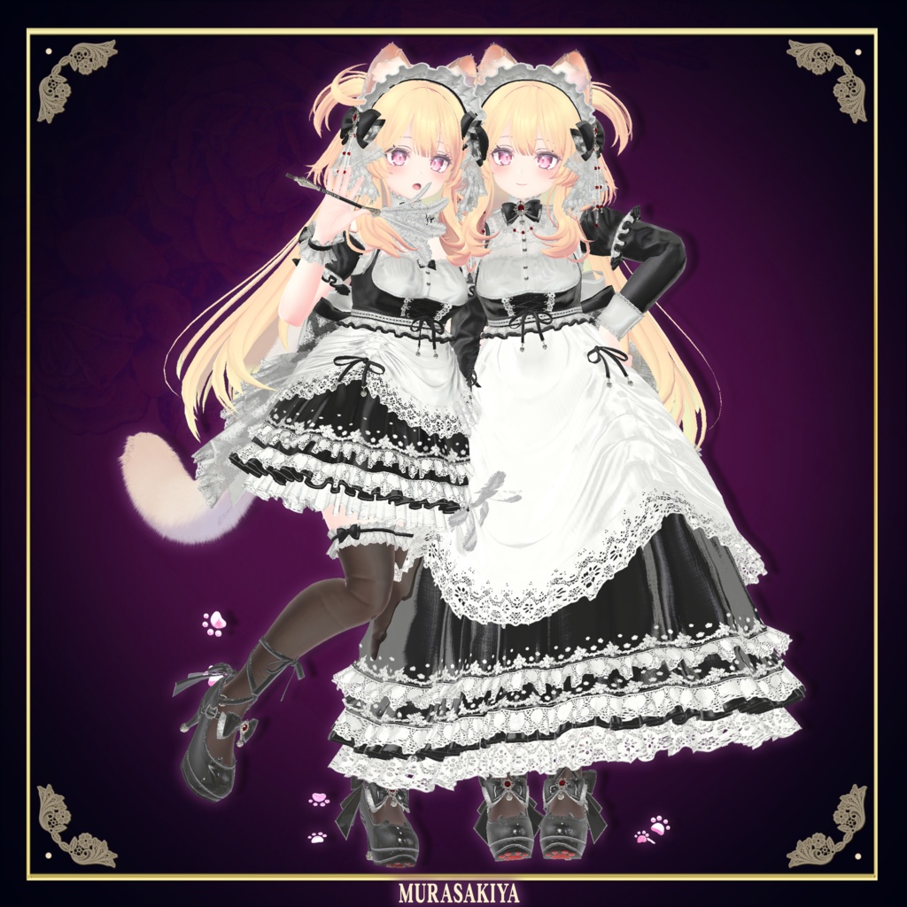 複数アバター対応 麗猫メイド Victorian Whiskers Maid 猫セット付 #MURASAKIYA